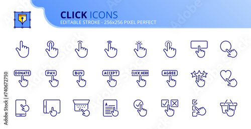 Simple set of outline icons about click