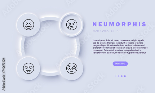 Correspondence line icon. Emoji, tears of joy, laughter, amusement, humor, lightheartedness. Neomorphism style. Vector line icon for business and advertising