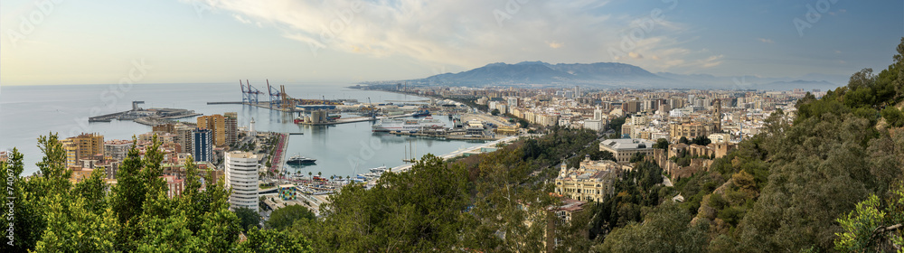 Panoramic View of the Port of Malaga and Urban Landscape
