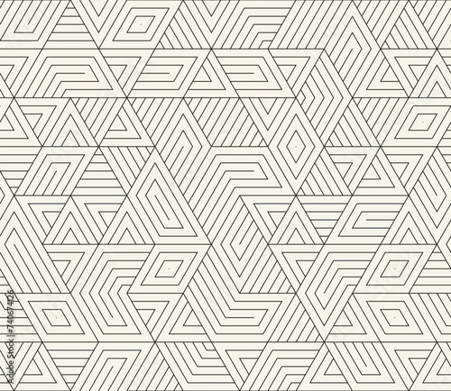 Vector seamless pattern. Repeating geometric elements. Stylish monochrome background design.