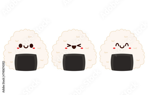 Onigiri vector. Onigiri on white background. Onigiri mascot.
