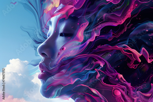 abstract background with smoke and face girl