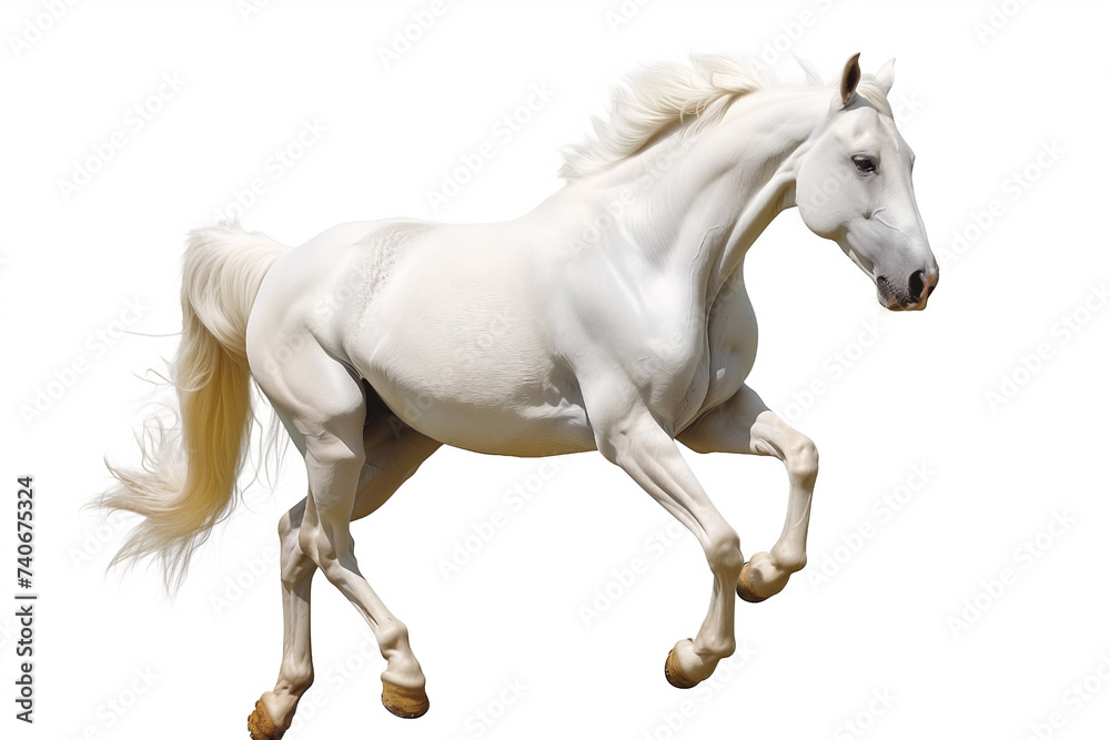 Obraz premium horse breed American cream galloping, isolated on white background