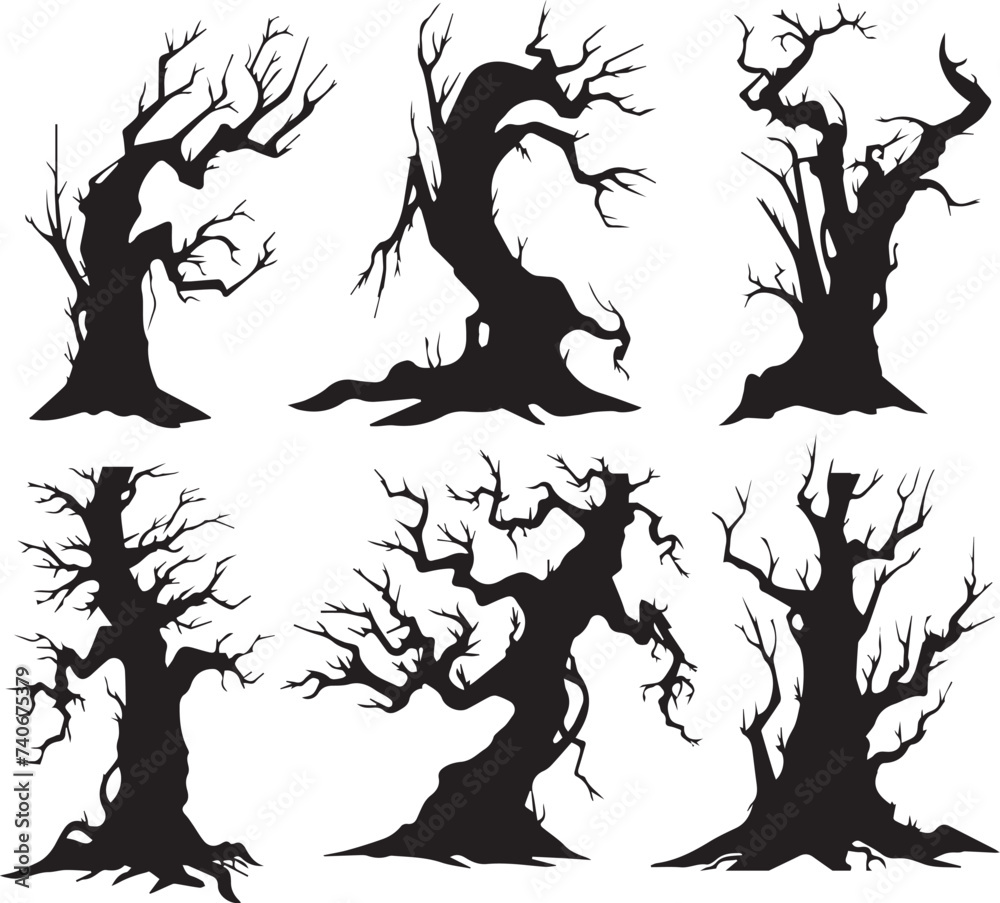 Set Trees. Hand drawn vector illustration Set Trees. Hand drawn vector illustration