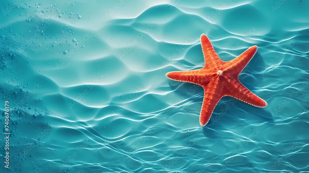 Starfish background, peaceful coast scene with gentle waves Starfish background, peaceful coast scene with gentle waves