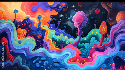 Bright Dopamine Abstract Illustration.