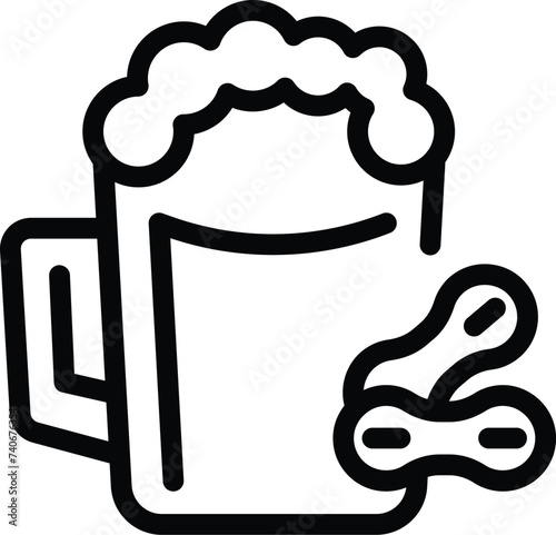 Non boozy beer icon outline vector. Frothy beverage mug. Refreshment brewery drink