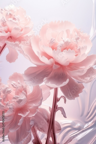 Pastel Beauty: Blossoming Peony Bouquet on a Soft Pink Background © SHOTPRIME STUDIO