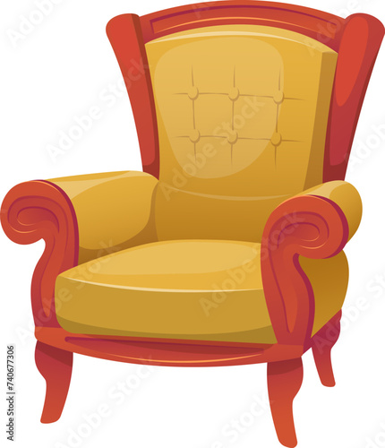 Beautiful chair for comfortable seating, comfortable furniture for home. Stock vector illustration