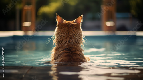 cat in the pool photo