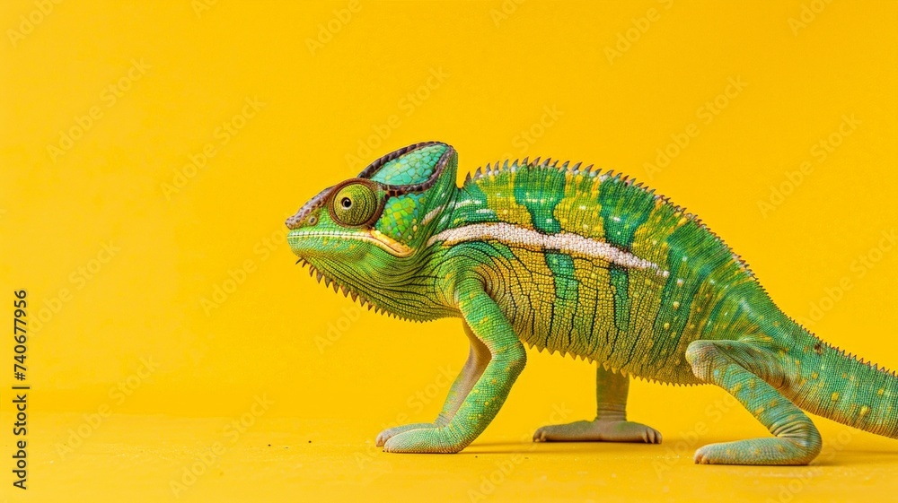Obraz premium Chameleon on Yellow Background
