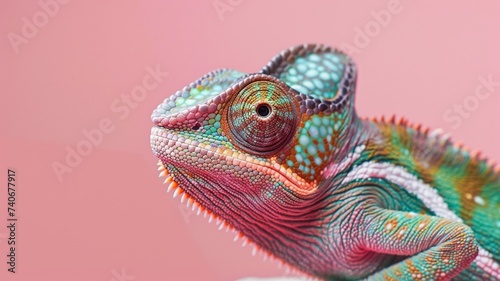 Chameleon on pINK Background
