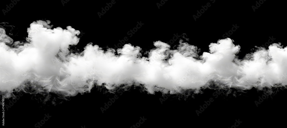 White smoke rising in pure black background for atmospheric and elegant aesthetic concepts - obrazy, fototapety, plakaty 