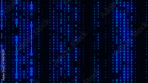 Technology matrix background. Cyber security with falling number on screen. Binary code. Digital system. Decoding data. Hacked concept. 3D rendering.