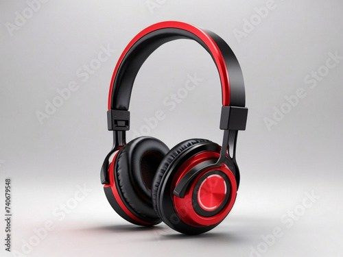 Modern wireless headphones 3d rendering isolated on white color background. 