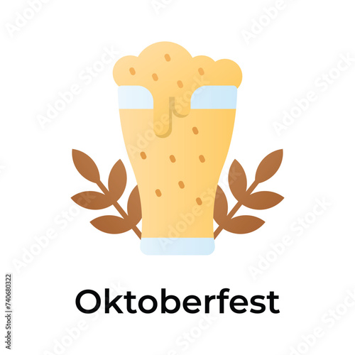 Icon of oktoberfest in trendy design style, beer glass vector