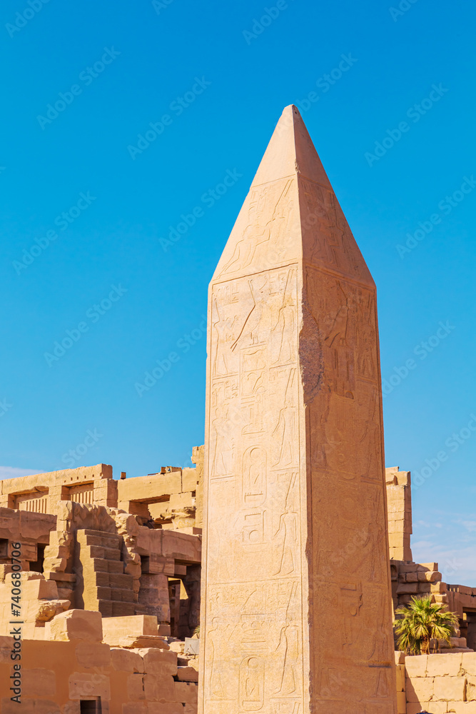 Ancient temple complex of Karnak. Obelisk.