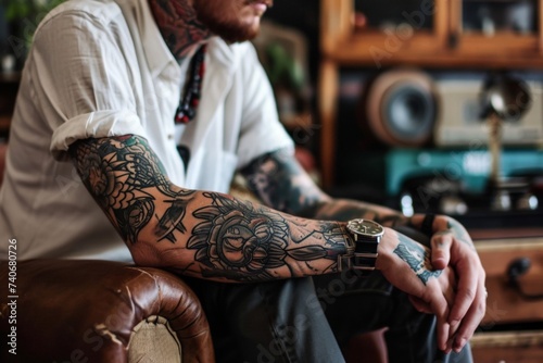 Japanese-Style Tattooed Male photo