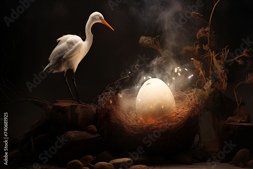 Ooievaar met ei, sprookjesachtig photo