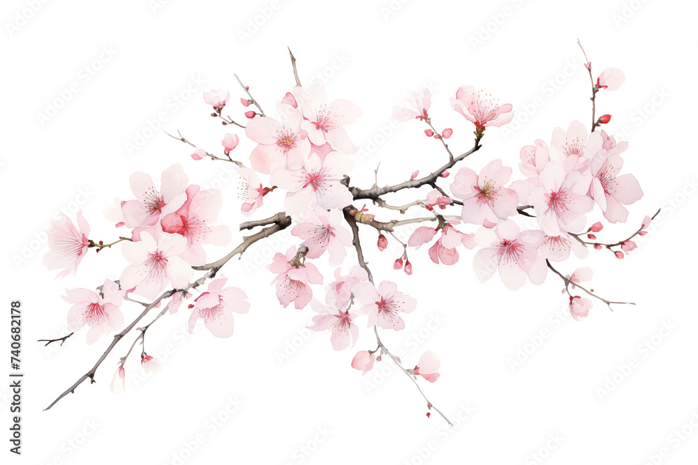Delicate Cherry Blossoms Branch Isolated on White Delicate Cherry Blossoms Branch Isolated on White