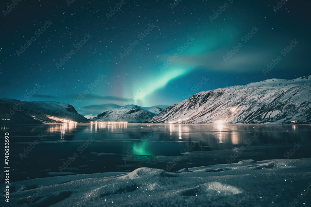 Fototapeta premium northen lights landscape