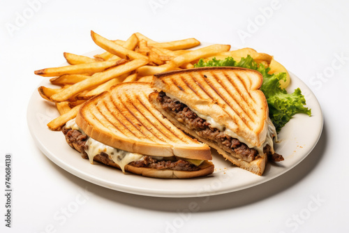 Delicious Patty Melt Sandwich Isolated on a White Background