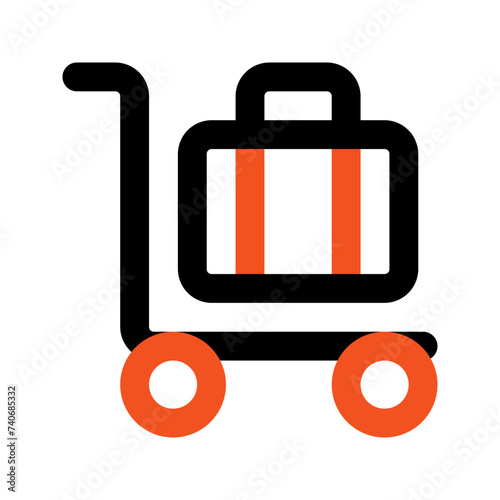 luggage cart line icon