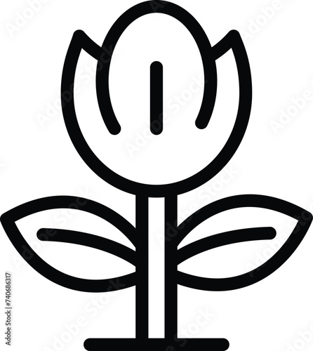 Amsterdam tulips symbol icon outline vector. Spring Holland blossom flower. National Dutch tulip mania