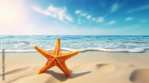 Vacation in tropical resort  sea shells and starfish background