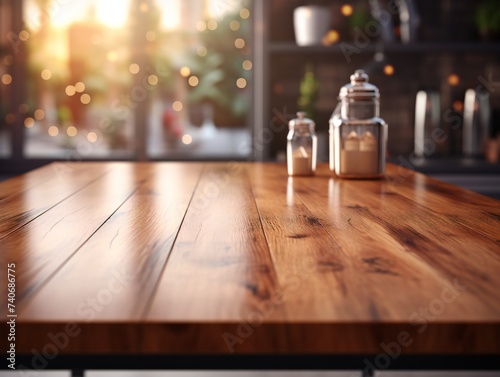Empty wooden table in front...