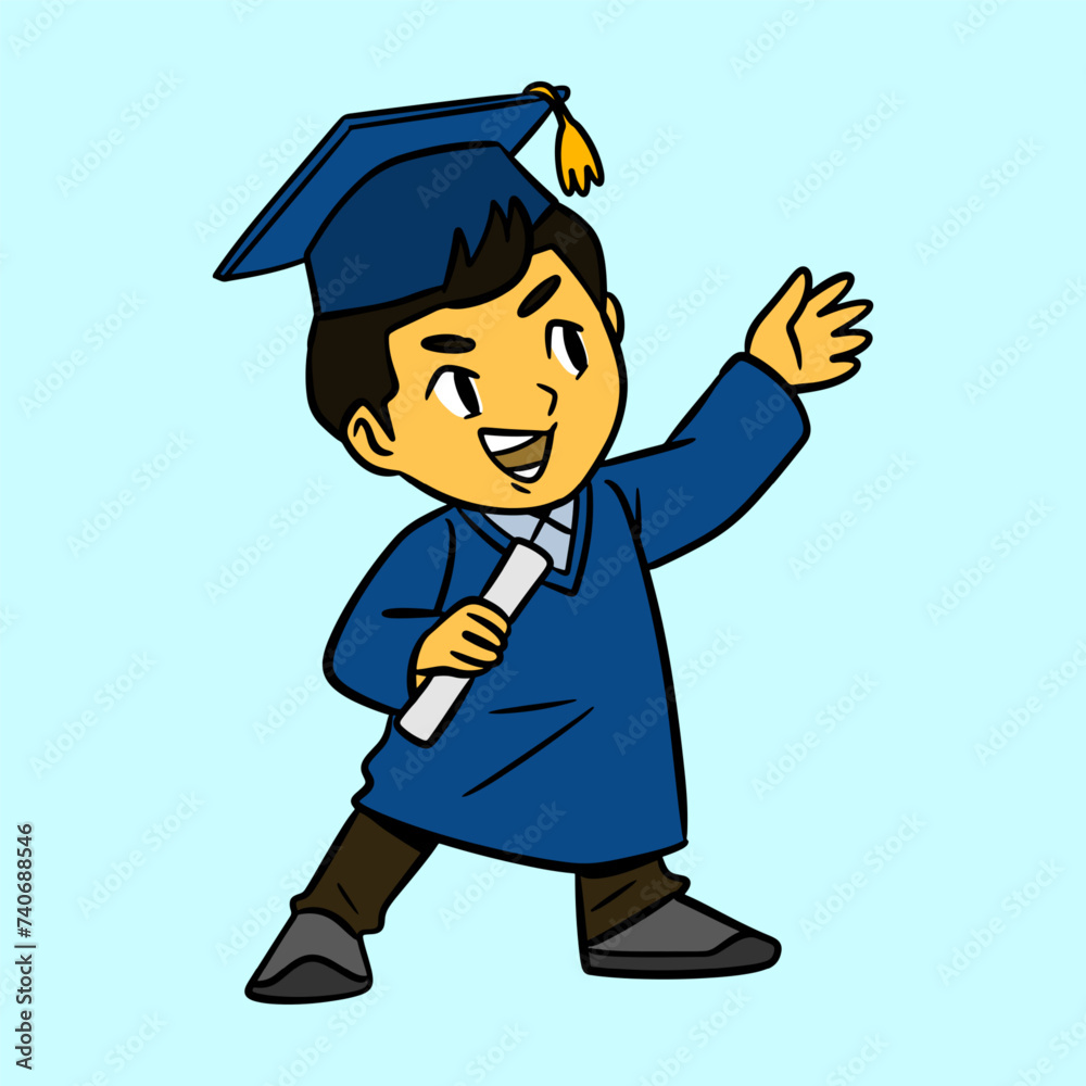 Graduation Little Boy Vector Illustration Graduation Little Boy Vector Illustration