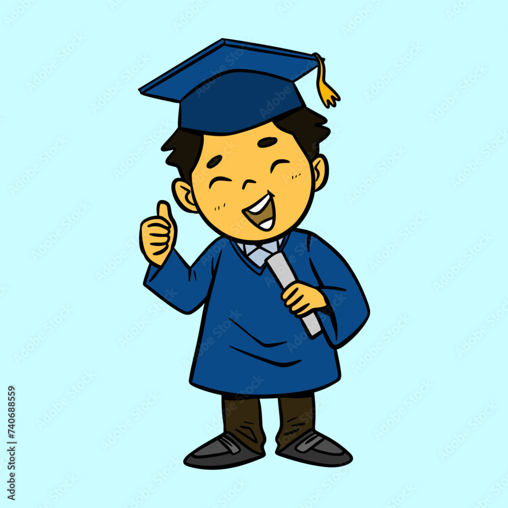 Graduation Little Boy Vector Illustration Graduation Little Boy Vector Illustration