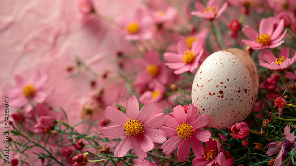 Floral, nature, flowers, egg decoration, beautiful background, copy space.