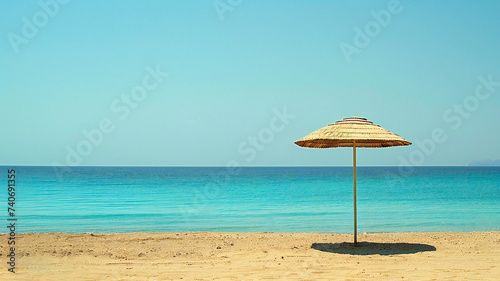 Tropical beach with umbrella  empty beach without people