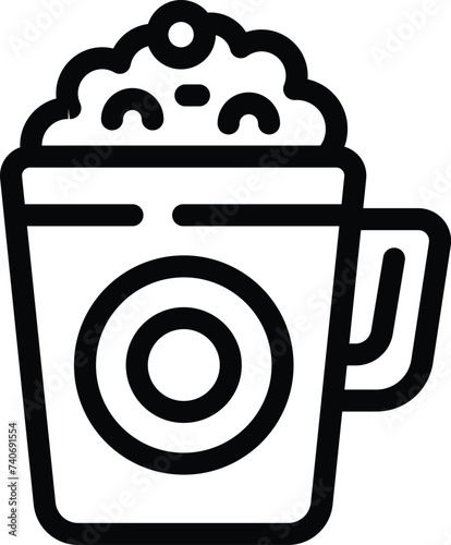 Hot chocolate cup icon outline vector. Warm beverage on ice rink. Winter warming drink