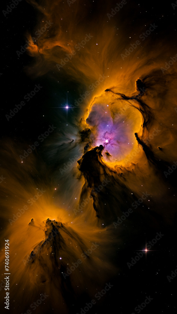 Orange nebula in sky Orange nebula in sky