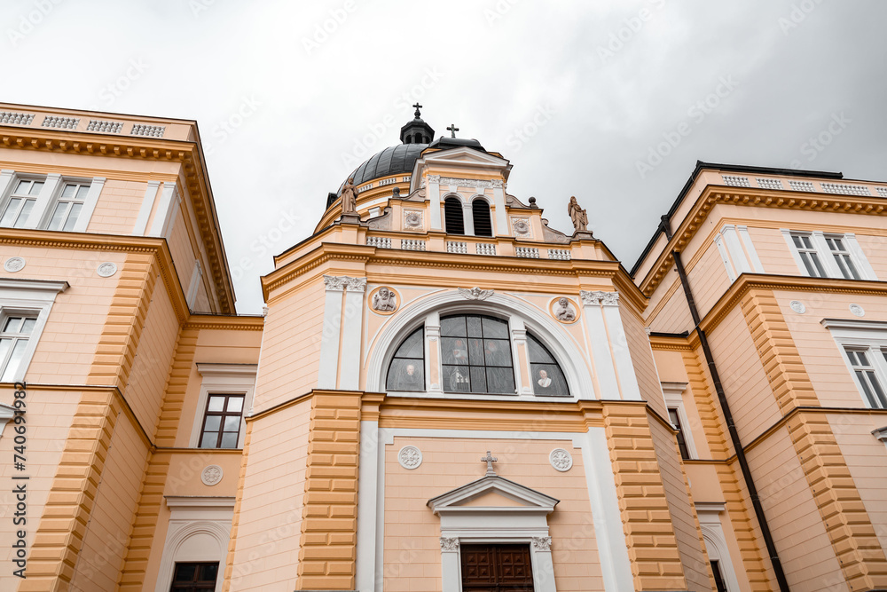 Exterior facade view of the Cyril and Methodius Church in Sarajevo, Bosnia and Herzegovina