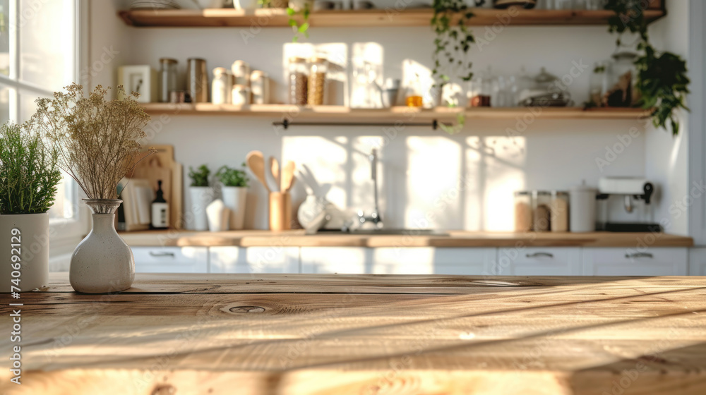 a rustic kitchen interior with a focus on natural wood textures and ambient sunlight, creating a cozy and welcoming atmosphere in a modern home setting. a rustic kitchen interior with a focus on natural wood textures and ambient sunlight, creating a cozy and welcoming atmosphere in a modern home setting.