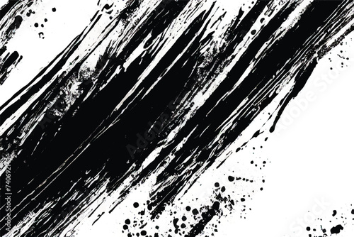 Vector brush strokes texture. Black and white grunge texture. Distressed uneven grunge background. Abstract distressed vector illustration. Black isolated on white. EPS10