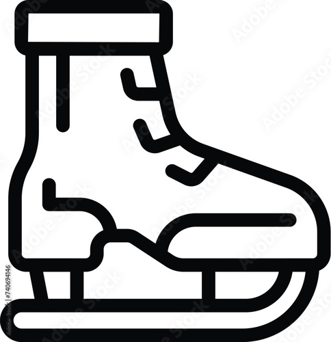 Figure skating icon outline vector. Ice winter artistic sport. Frozen surface skater boots