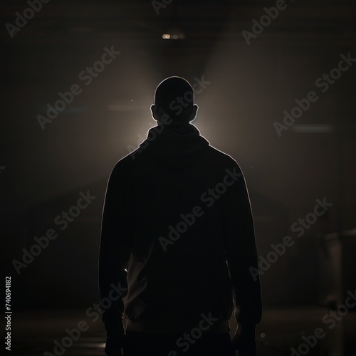 Mysterious Backlit Silhouette of Man of Man