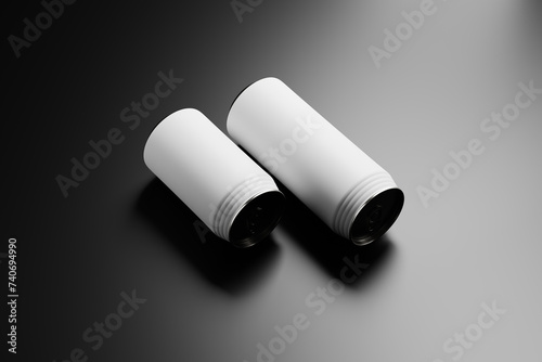 Retro style ridged can mockups featuring aluminum cans with ridges on top of the can