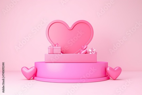 3D Pink modern architectural podium stage stand for product placement 3d render AI Generated 