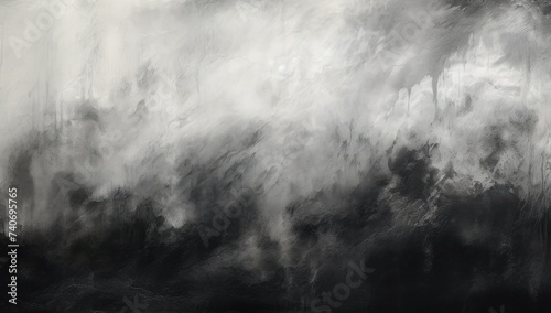 a modern black and white painting with abstract wave patterns