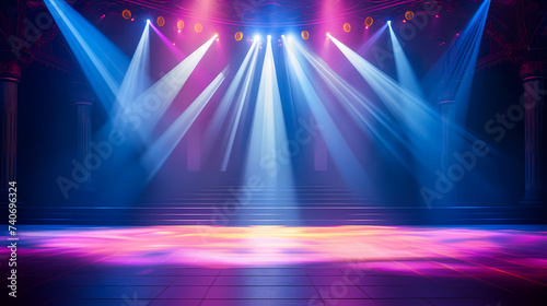 Opera spotlight, bright theater stage and vibrant background