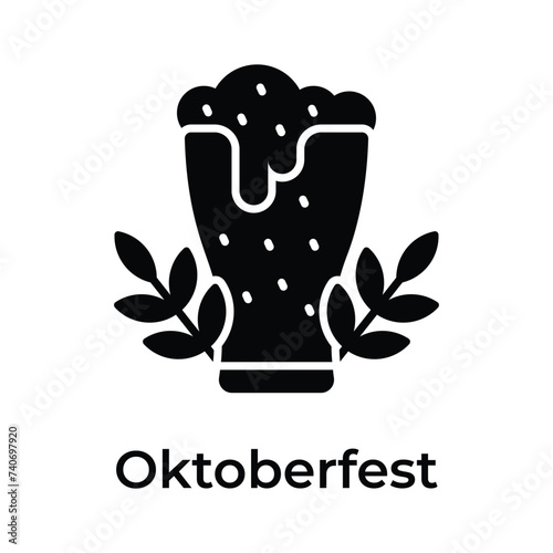 Icon of oktoberfest in trendy design style, beer glass vector