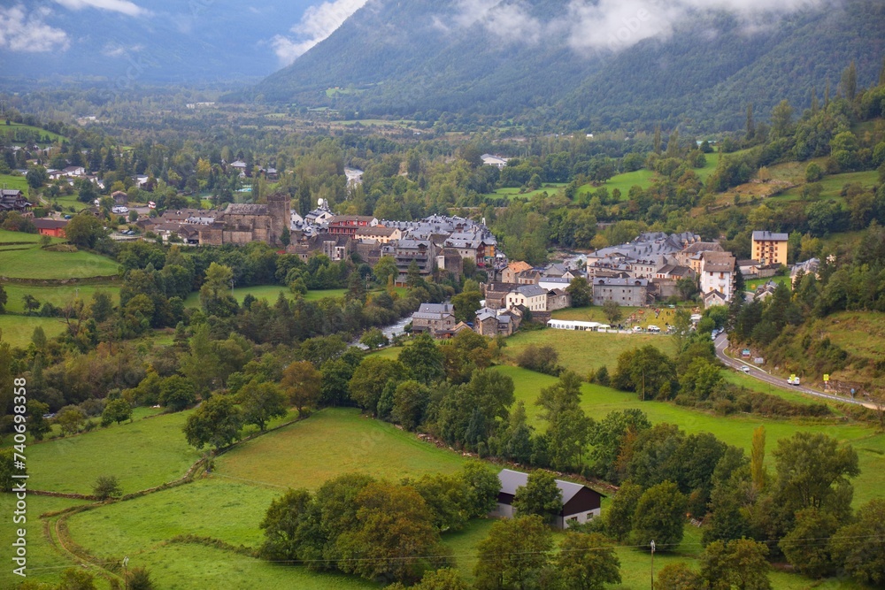Broto town in Pyrenees mountains, Spain