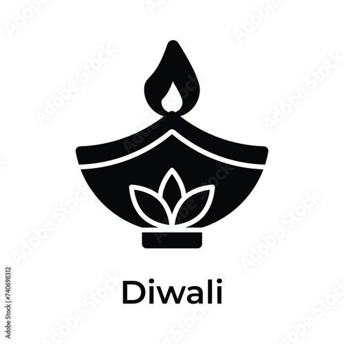 Diwali decoration, beautifully designed icon of oil lamp in modern design style