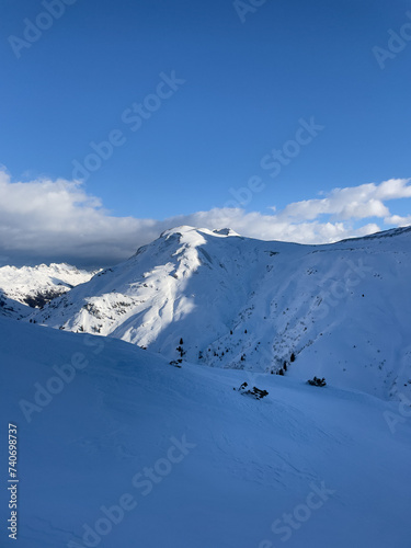 Backcountry skiing landscapes around Lech-Zurs in the Arlberg region, Austria