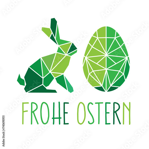 Osterhase und Osterei - Ostergrüße mit deutschem Text